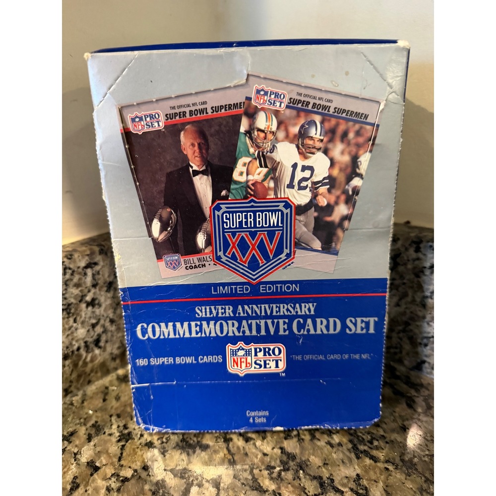 Pro Set Super Bowl XXV Silver Anniversary Commemorative Card Set 4 Sealed Boxes
